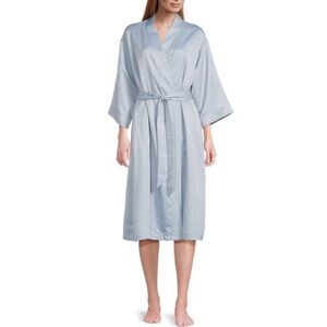 🦋 NWT! Blue CABERNET Satin Dotted 3/4 Sleeve Wrap Robe - Size XL